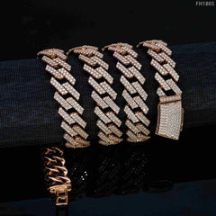 12MM 2 Rows VVS Moissnaite Edge Cuban Link Chain