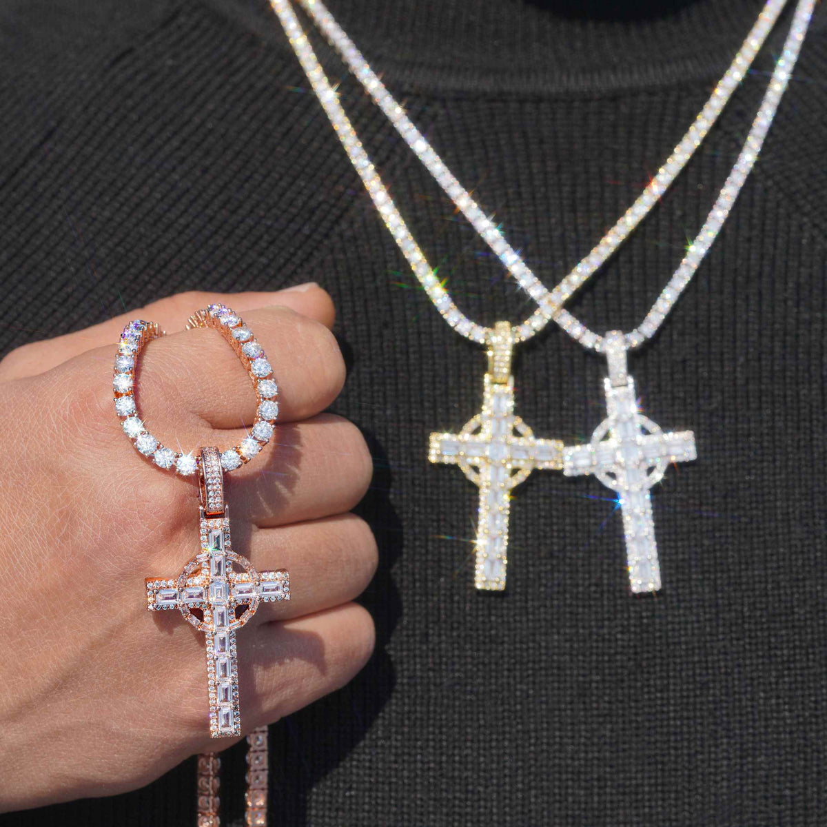 GL Circular Cross Set Emerald Cut Round Cut Pendant