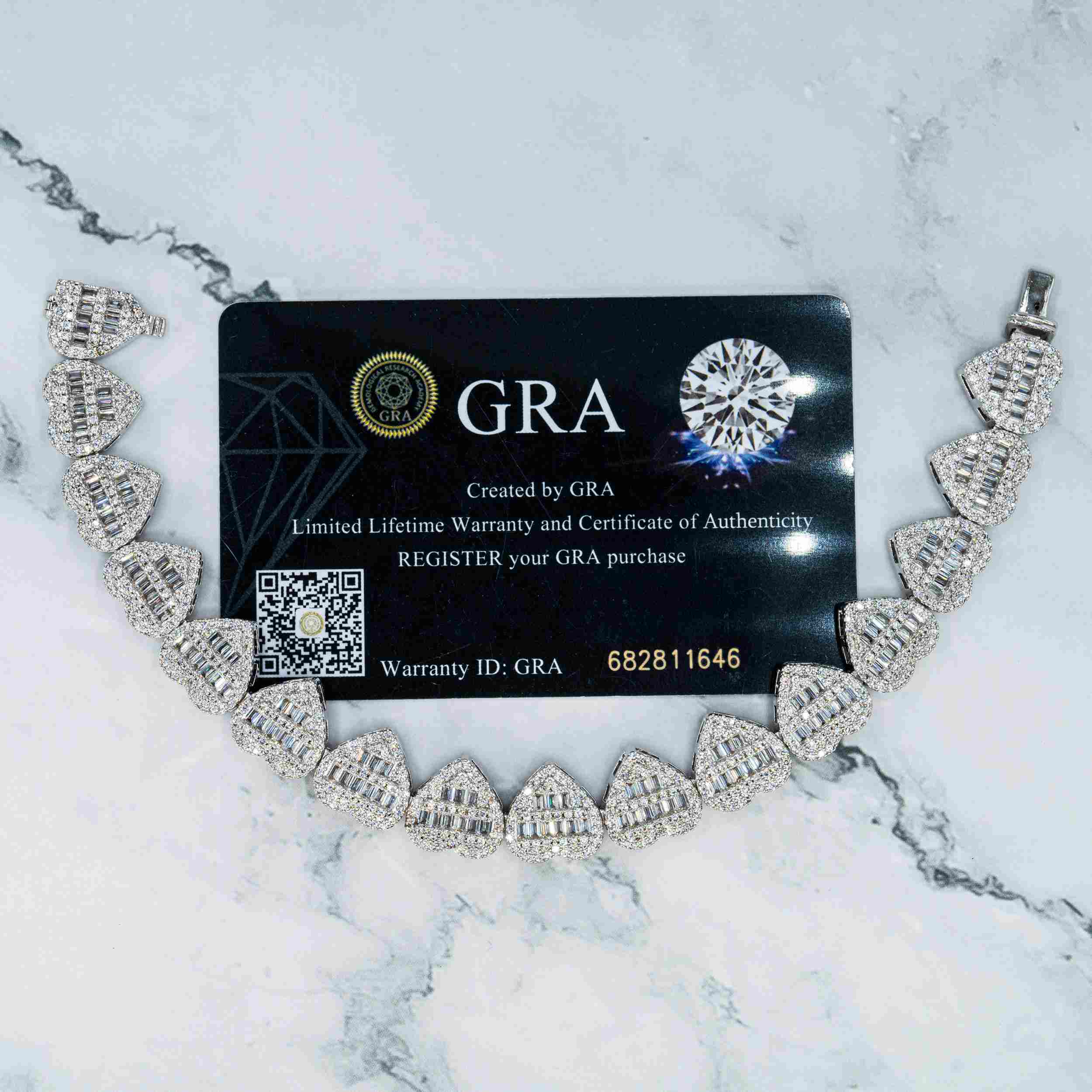 13MM Heart Shape Hip Hop Iced Out VVS Moissanite Baguette Diamond Cuban Chain