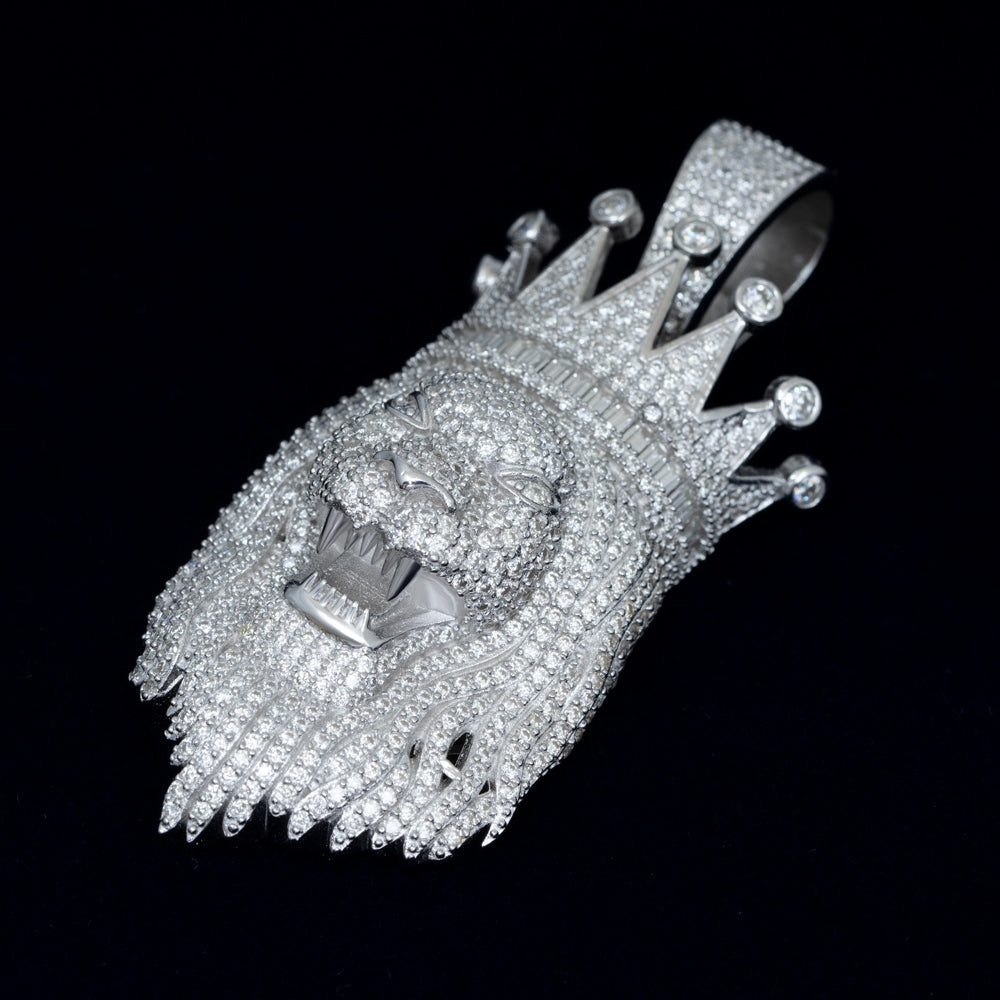 GL Rapper Rock Moissanite Silver custom lion head pendant