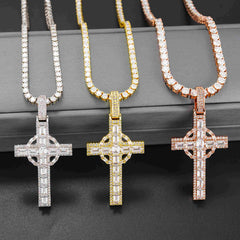 GL Circular Cross Set Emerald Cut Round Cut Pendant
