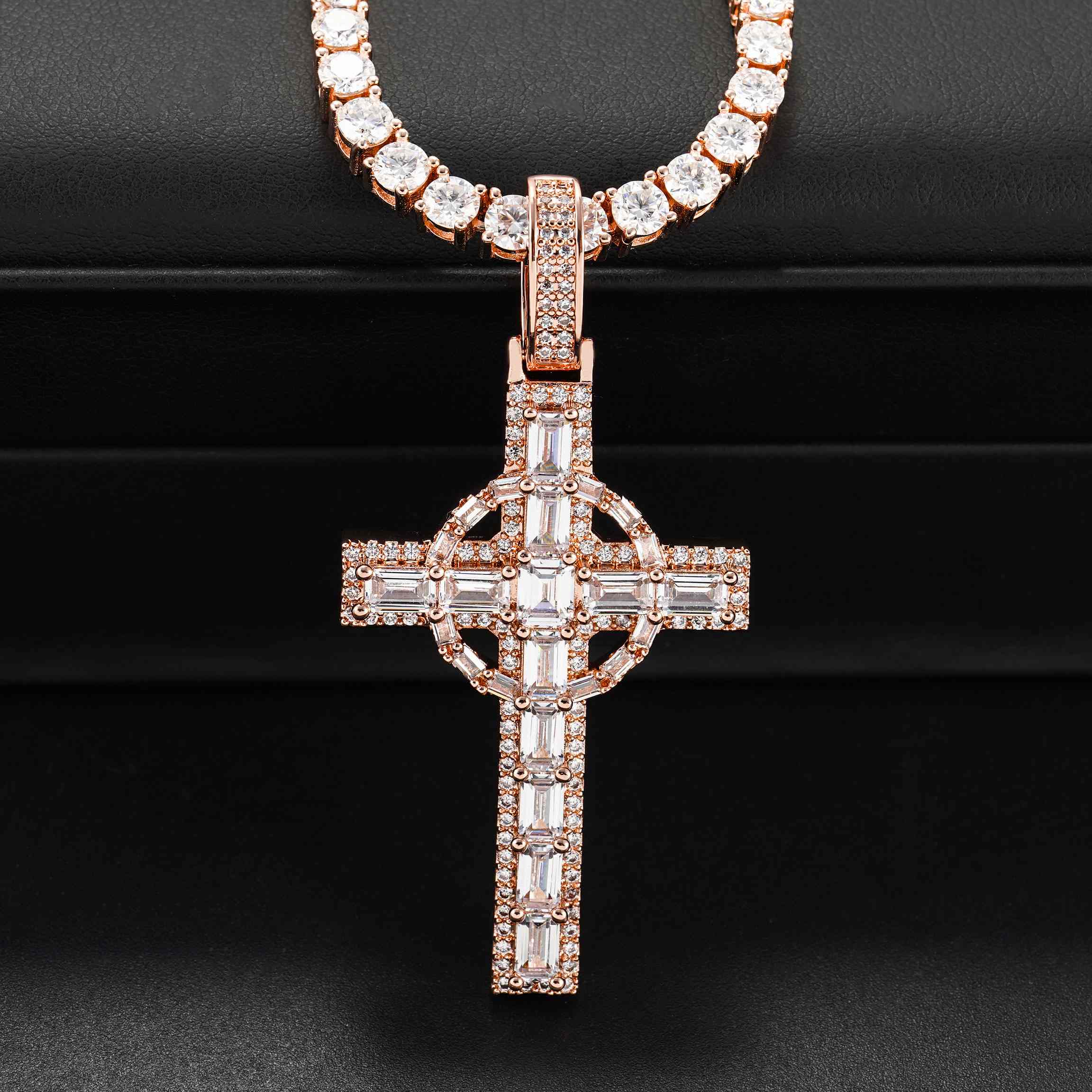 GL Circular Cross Set Emerald Cut Round Cut Pendant