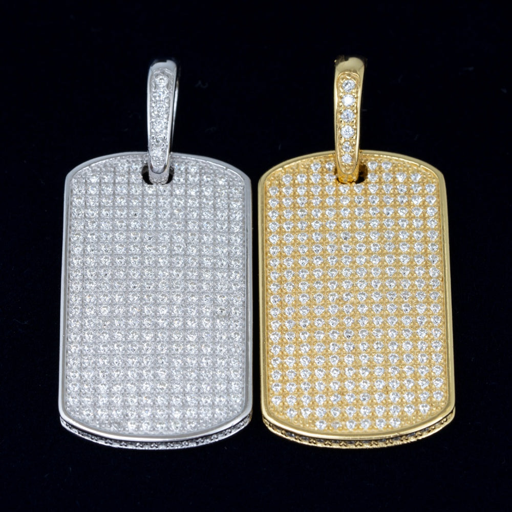 GL Iced Out S925 Silver Brilliant Diamond Nameplate Pendant