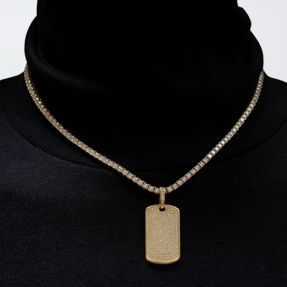 GL Iced Out S925 Silver Brilliant Diamond Nameplate Pendant