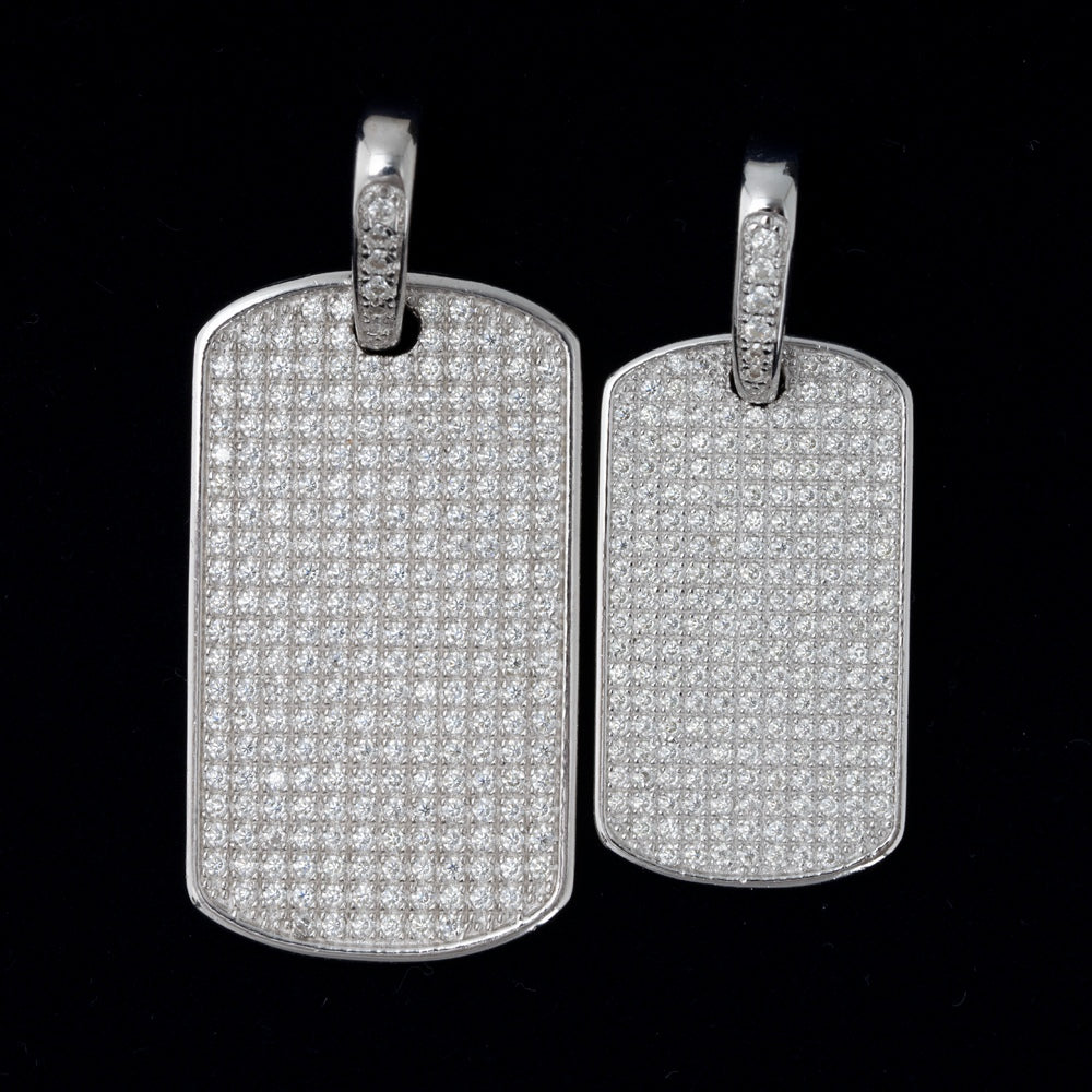 GL Iced Out S925 Silver Brilliant Diamond Nameplate Pendant