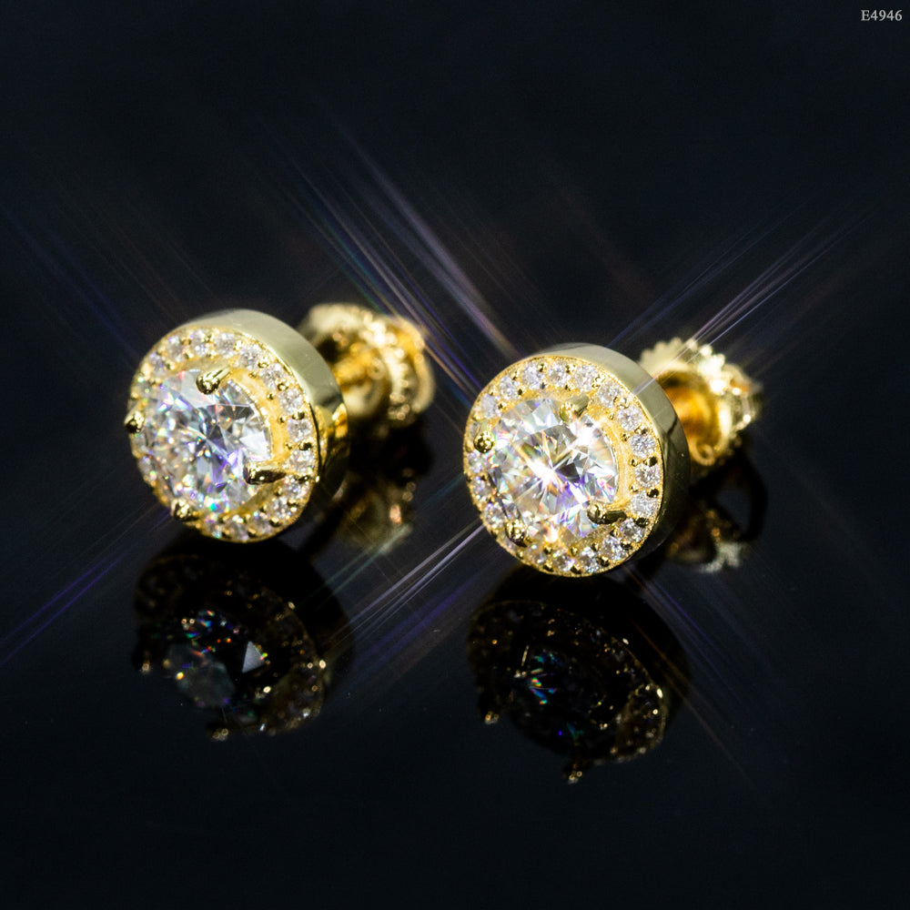 GL Luxury Moissanite Jewelry VVS Diamond Round Earrings 8mm 9.2mm 11mm Sterling Silver 925 Hip Hop Fashion Earrings