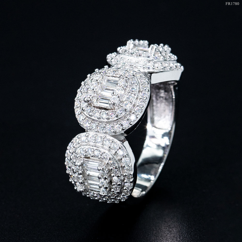 GL Fine Jewelry Iced Out Diamond Silver Hip Hop 925 Luxury Moissanite Diamond Ring