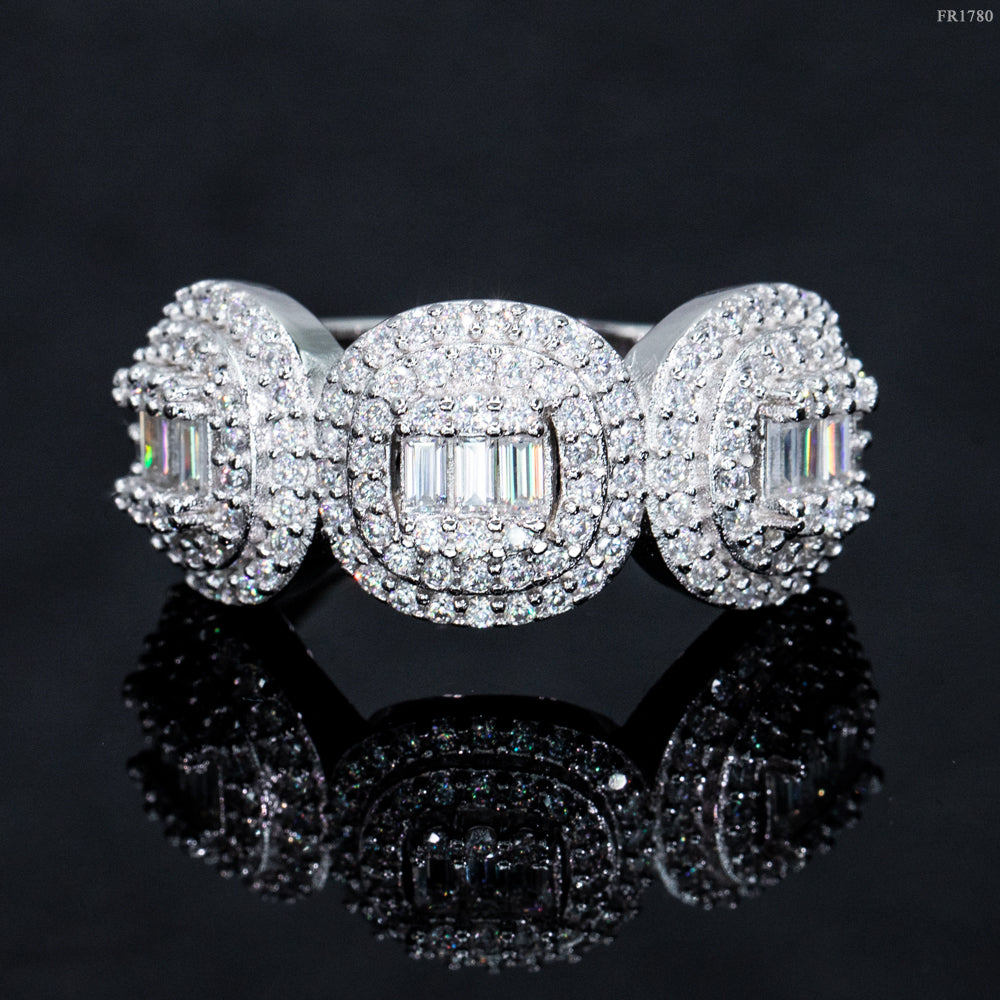 GL Fine Jewelry Iced Out Diamond Silver Hip Hop 925 Luxury Moissanite Diamond Ring