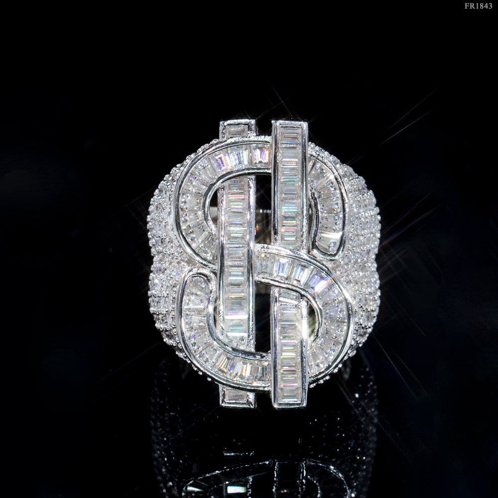 GL 925 Sterling Silver VVS Moissanite US Dollars Ring
