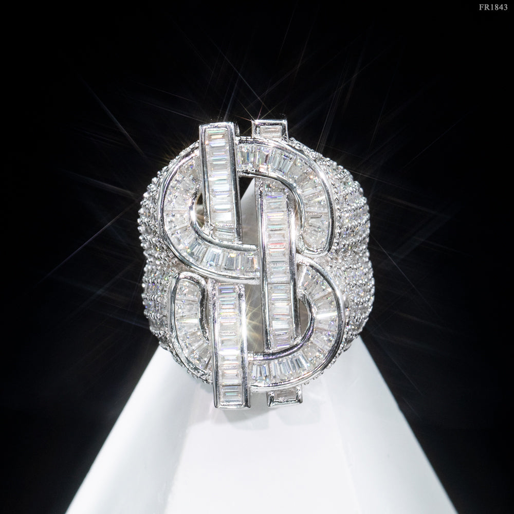GL 925 Sterling Silver VVS Moissanite US Dollars Ring