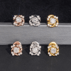 Hiphop Jewelry  925 Sterling Silver VVS Round Cut Moissanite Stud Earring