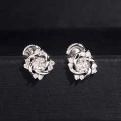 Hiphop Jewelry  925 Sterling Silver VVS Round Cut Moissanite Stud Earring