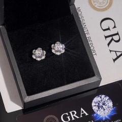 GL Hiphop Jewelry  925 Sterling Silver VVS Round Cut Emerald Cut Moissanite Stud Flower Shape Earring