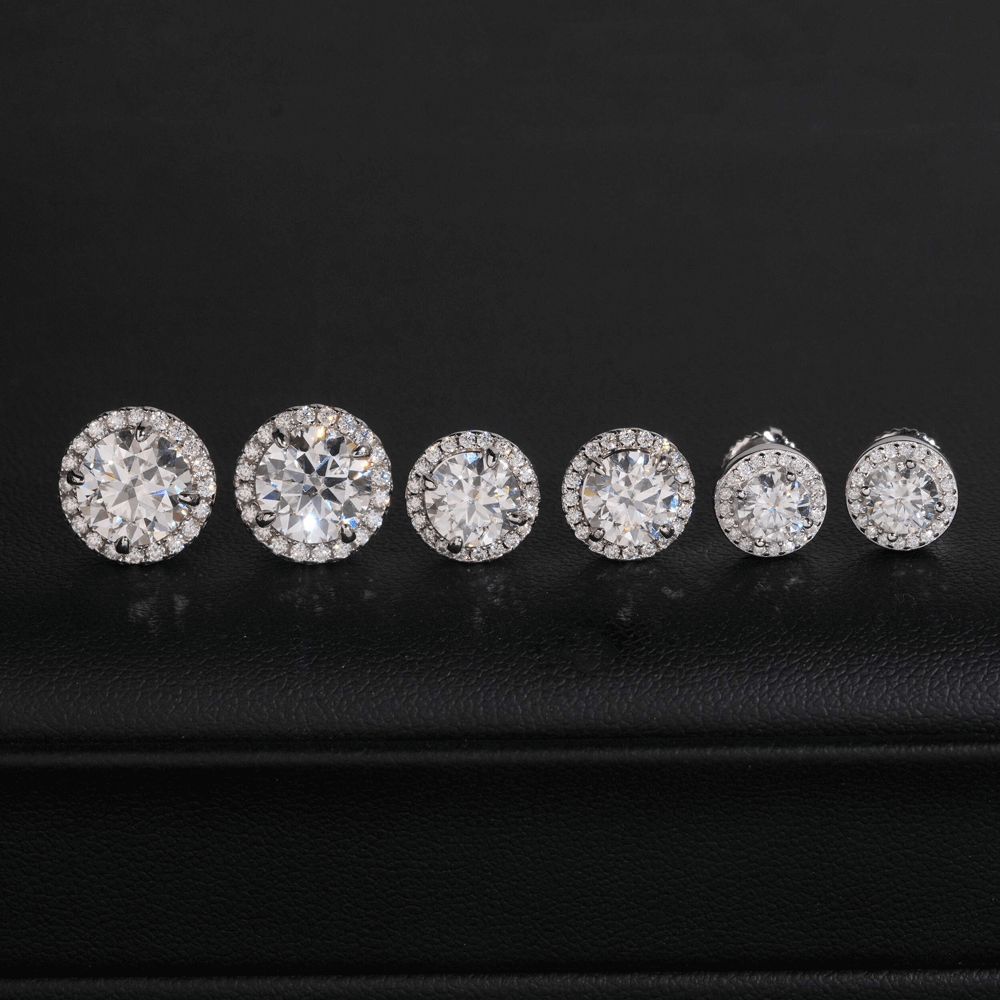 GL Hiphop Jewelry  925 Sterling Silver VVS Round Cut Moissanite Stud Earring