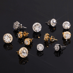 GL Hiphop Jewelry  925 Sterling Silver VVS Round Cut Moissanite Stud Earring