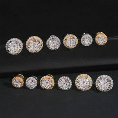 GL Hiphop Jewelry  925 Sterling Silver VVS Round Cut Moissanite Stud Earring
