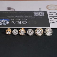GL Hiphop Jewelry  925 Sterling Silver VVS Round Cut Moissanite Stud Earring