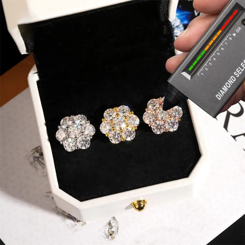 GL High Quality 925 Sterling Silver VVS Round Cut Moissanite Stud Earring