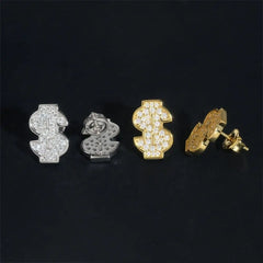 GL Luxury Dollar Earrings Screw Back 925 Sterling Silver Iced Out VVS Moissanite Hip Hop Earring