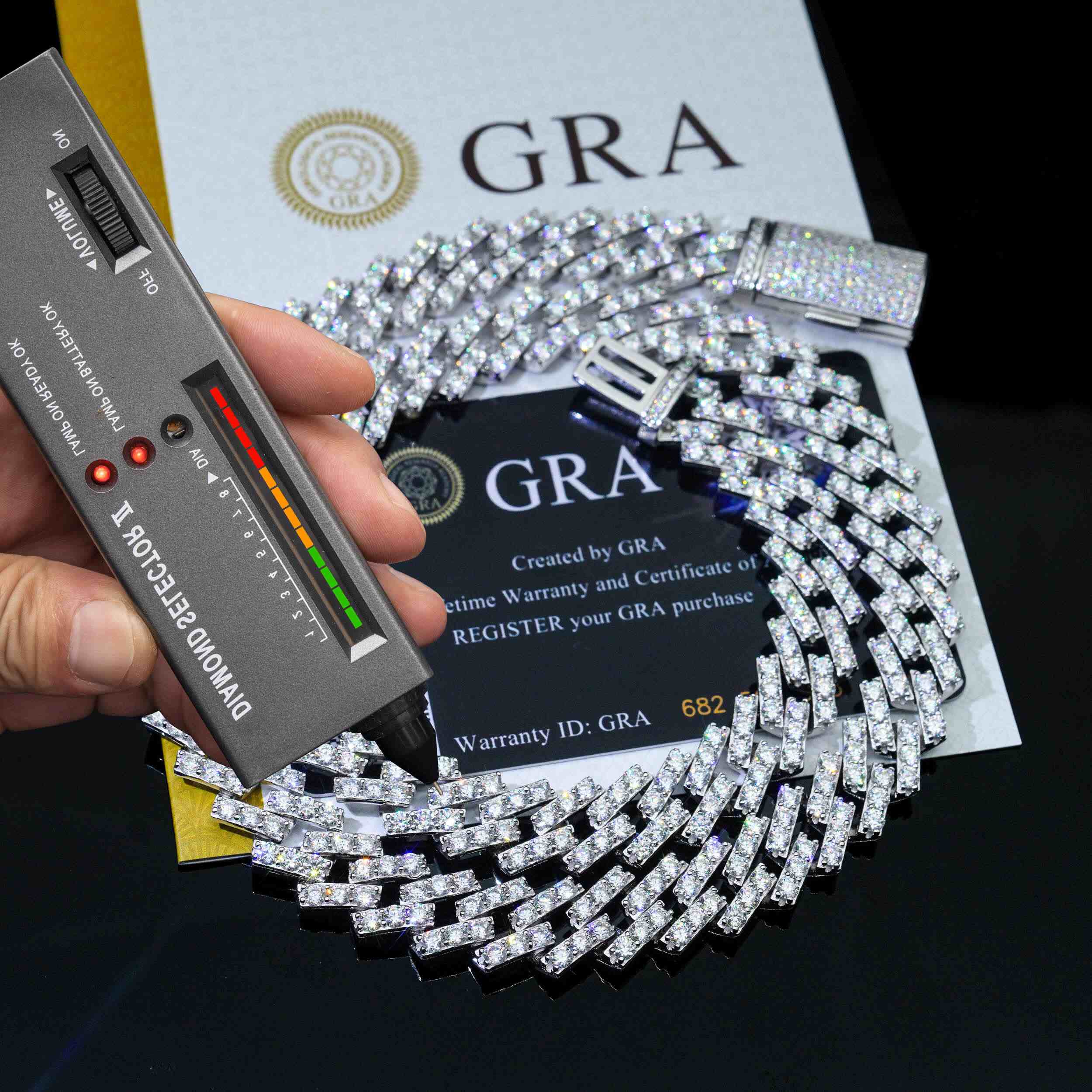 12.6MM Hip Hop VVS Moissanite Cuban Link Chain Necklace