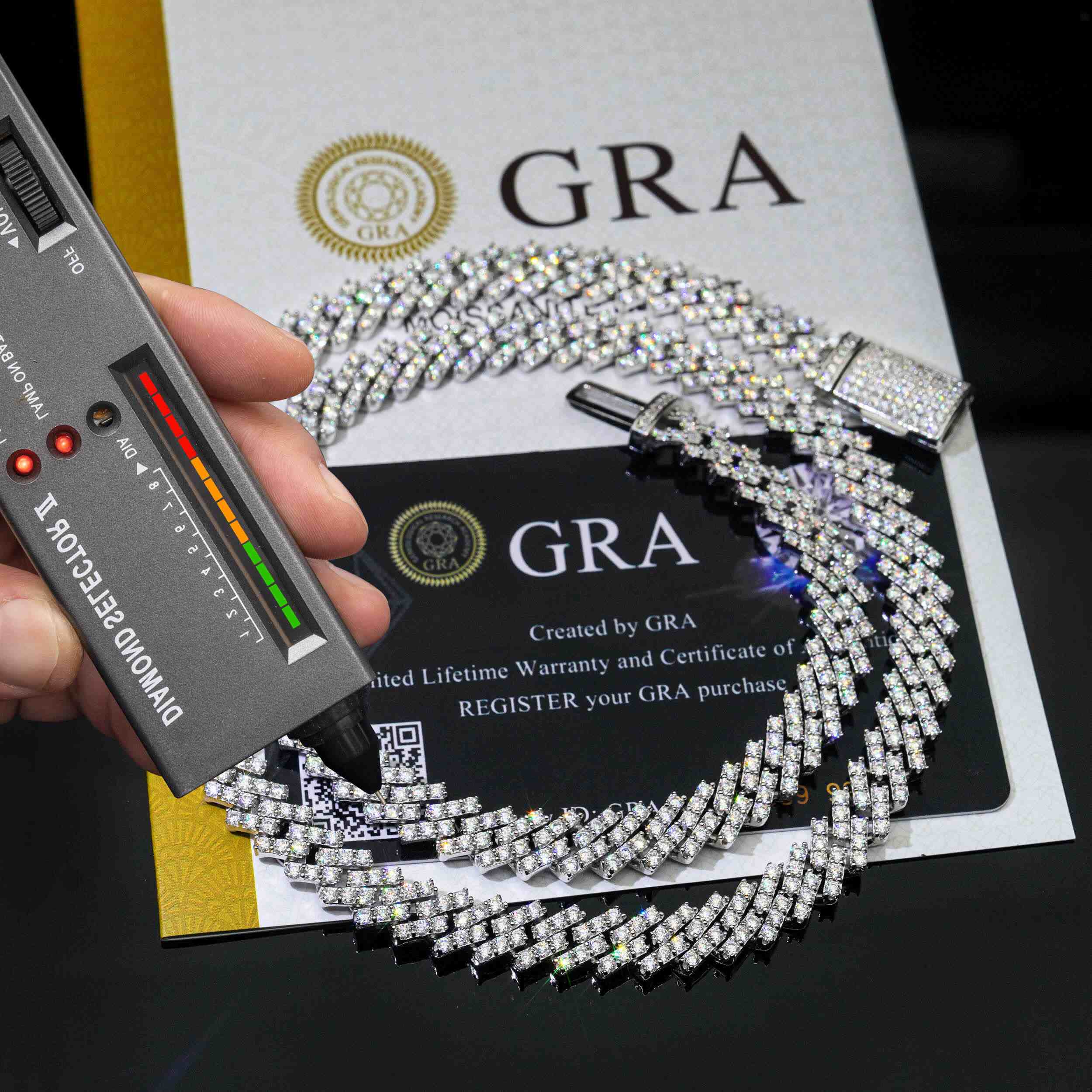 8MM 1 Row Pass Diamond Tester Iced Out VVS Moissanite Cuban Chain