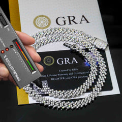 8MM 1 Row Pass Diamond Tester Iced Out VVS Moissanite Cuban Chain