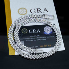 10MM 1 Row VVS Moissanite Miami Cuban Link Chain