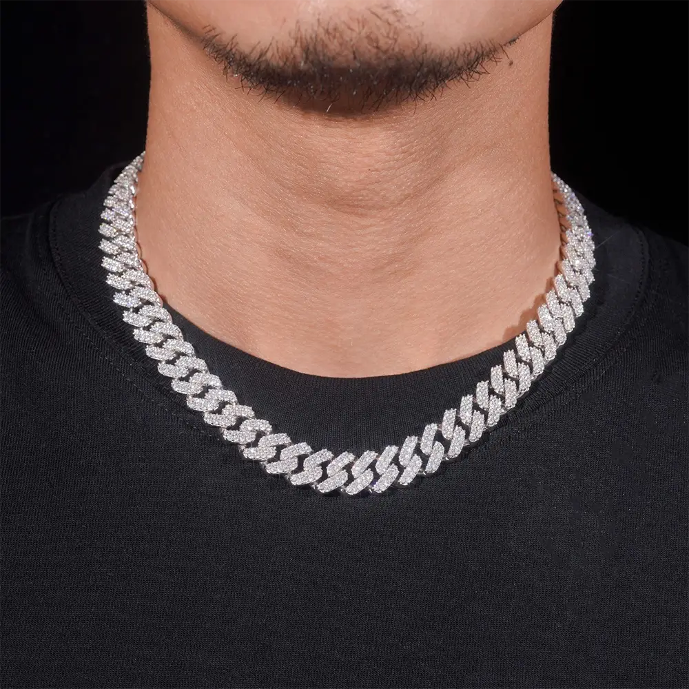 12.3MM 2 Rows Hip-Hop VVS Moissanite Cuban Chains Necklace