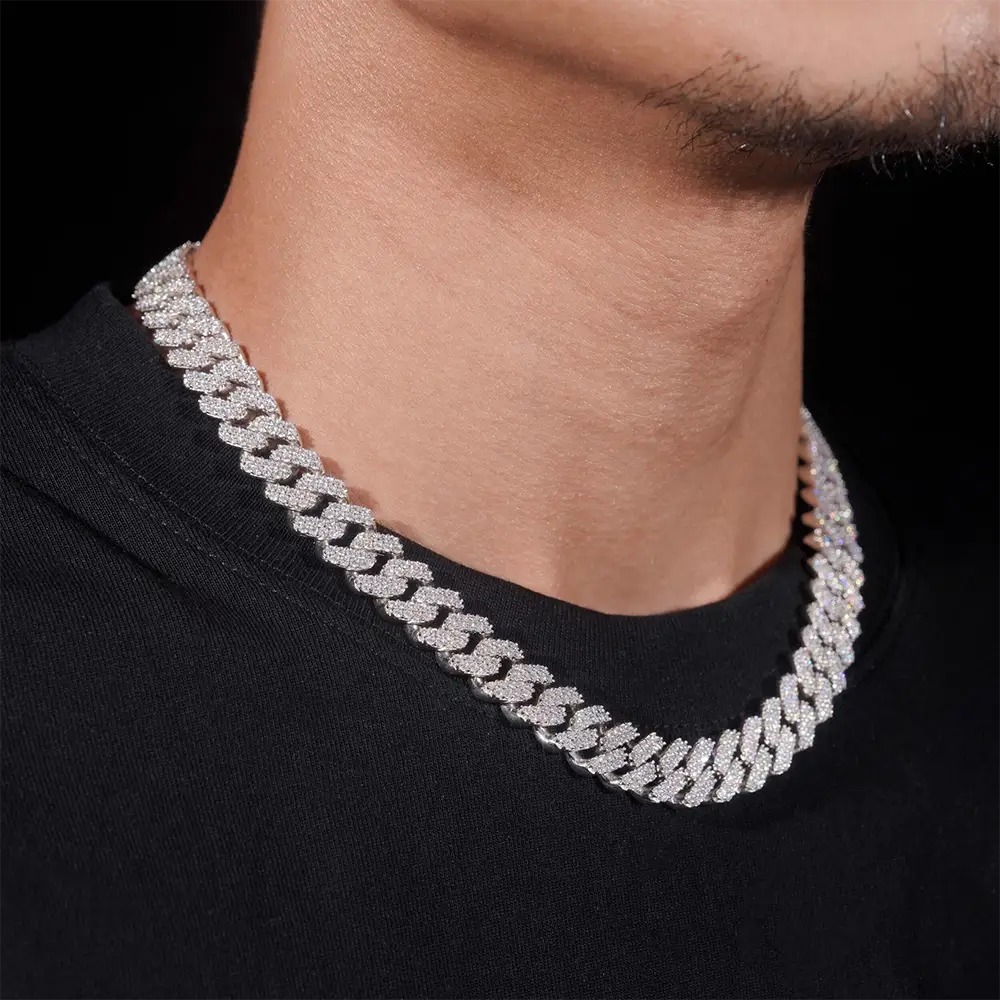 12.3MM 2 Rows Hip-Hop VVS Moissanite Cuban Chains Necklace
