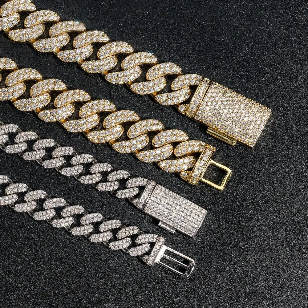10MM 2 Rows VVS Moissanite  Miami Cuban Chain