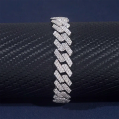 13MM 2 Rows VVS Moissanite Iced Out Cuban Link Chain Bracelet Necklace
