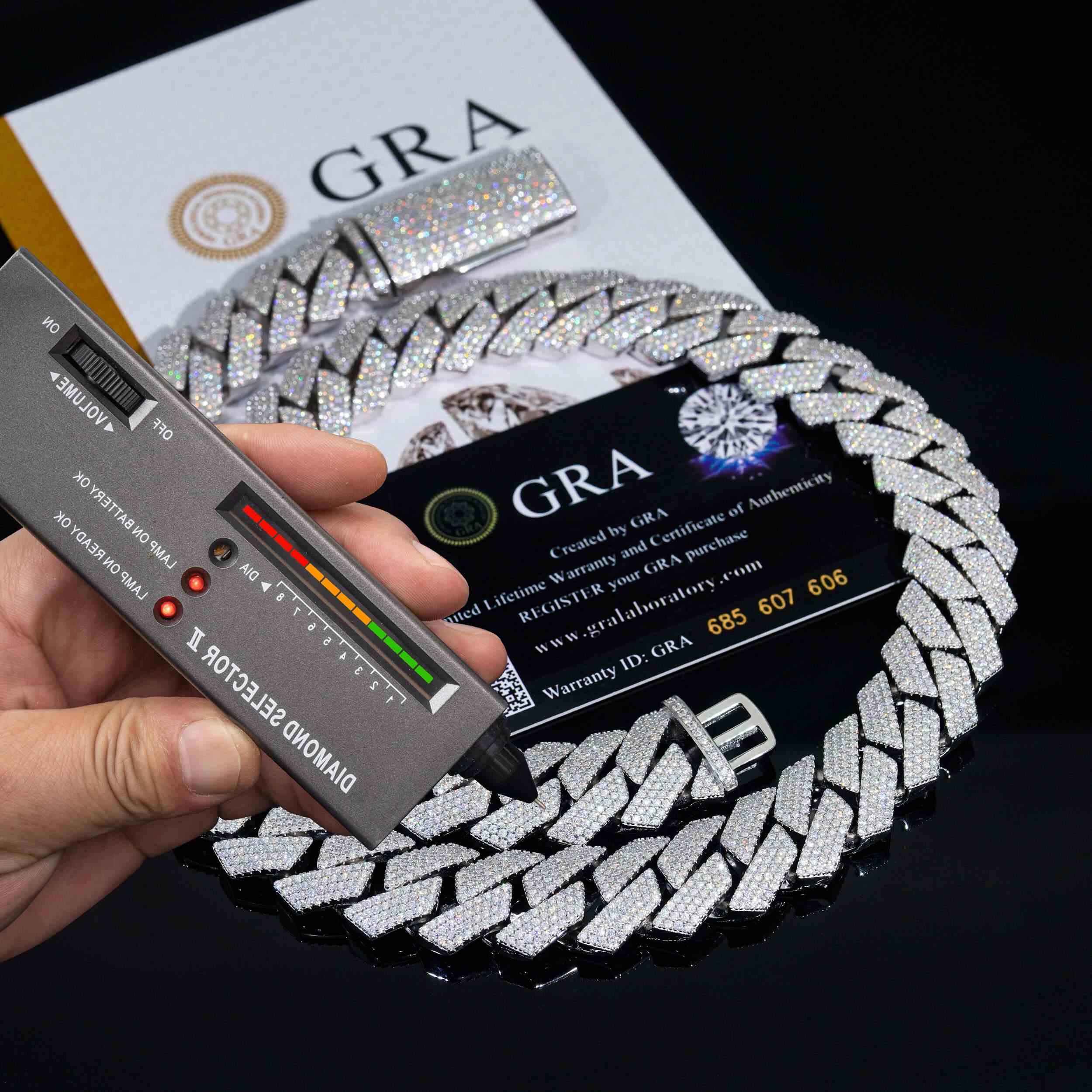 GL 18mm VVS Diamond Cuban Link Chain Luxury Pass Diamond Tester Moissanite Cuban Necklaces