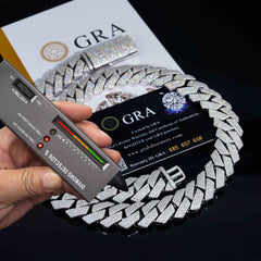 GL 20mm Iced Out 925 Sterling Silver Fine Jewelry Necklaces VVS Moissanite Cuban Link Chain