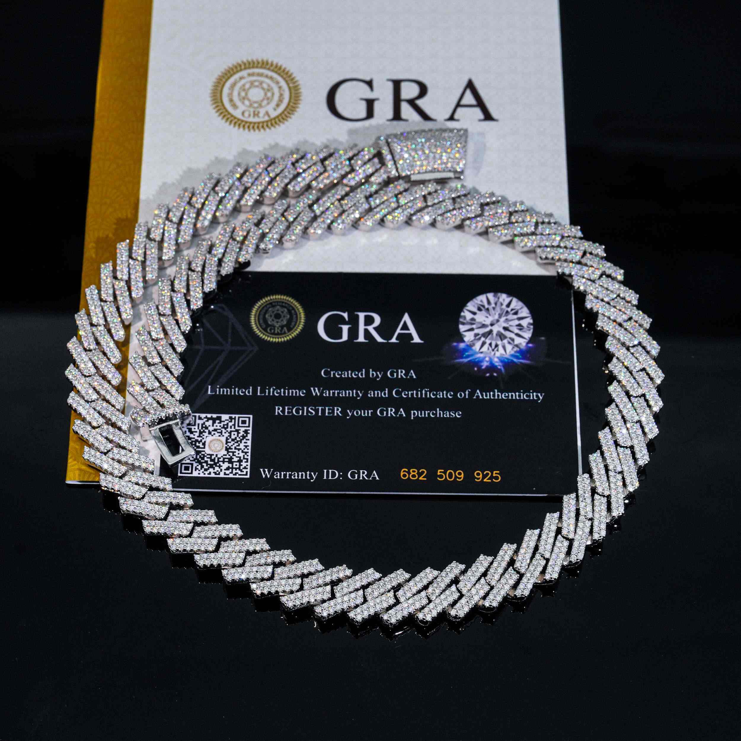 12MM 2 Rows VVS Moissnaite Edge Cuban Link Chain