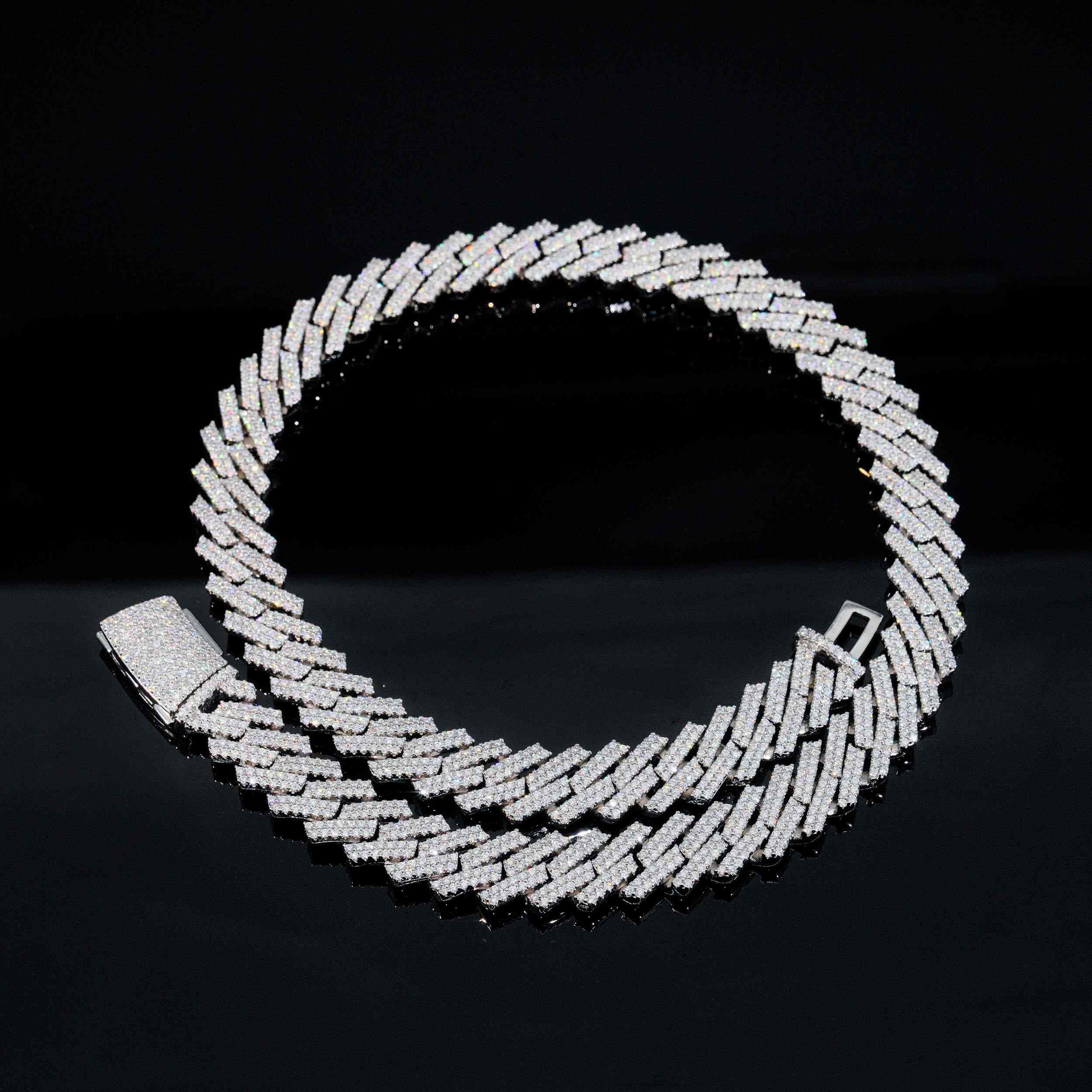 12MM 2 Rows VVS Moissnaite Edge Cuban Link Chain