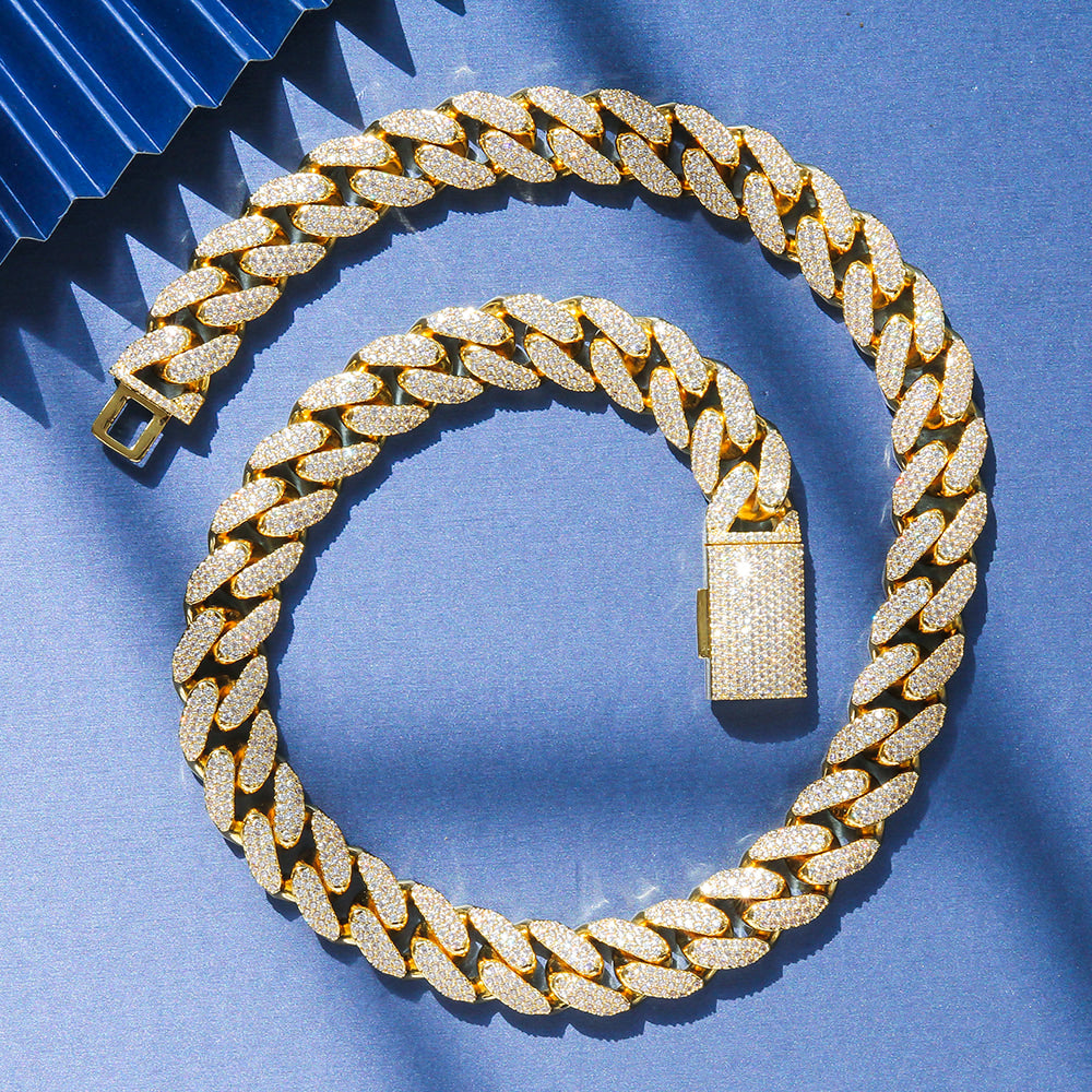 Hiphop 18mm S925 Iced Out Flawless Moissanite Miami Cuban Link Chain