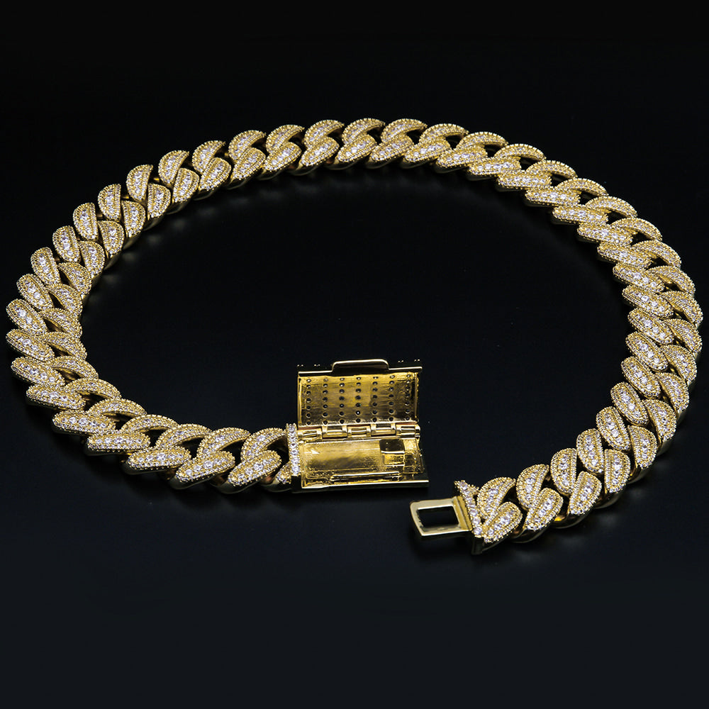 Hiphop 18mm S925 Iced Out Flawless Moissanite Miami Cuban Link Chain