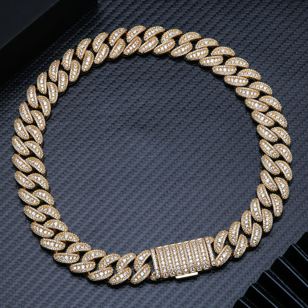 Hiphop 18mm S925 Iced Out Flawless Moissanite Miami Cuban Link Chain