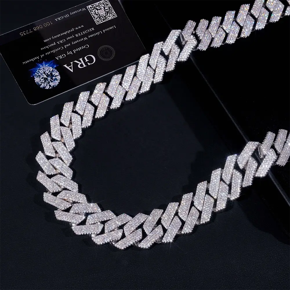 GL 19.6mm 4Rows Iced Out Jewelry Miami Cuban Link Necklace