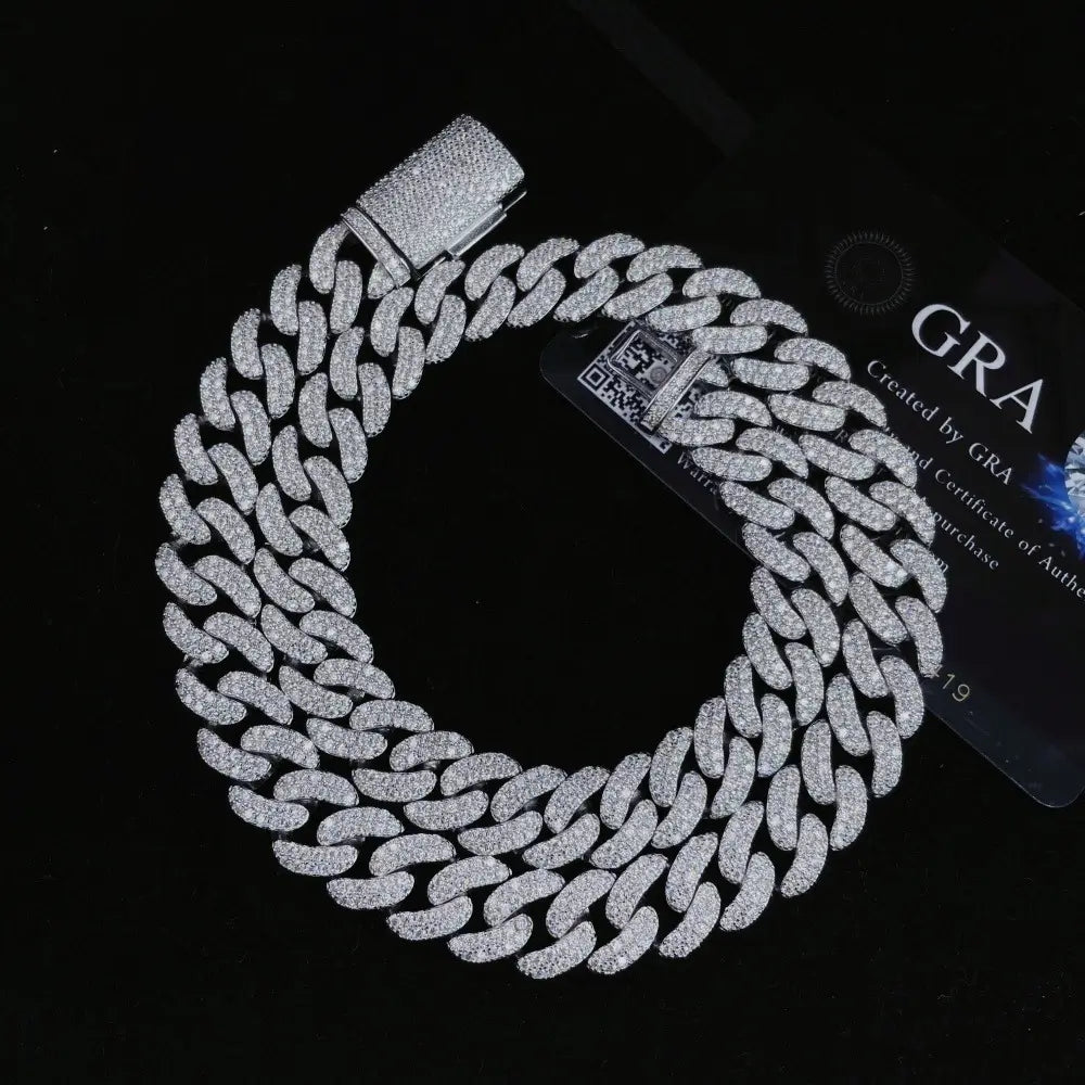 12MM 2 Rows VVS Moissnaite Miami Cuban Link Chain
