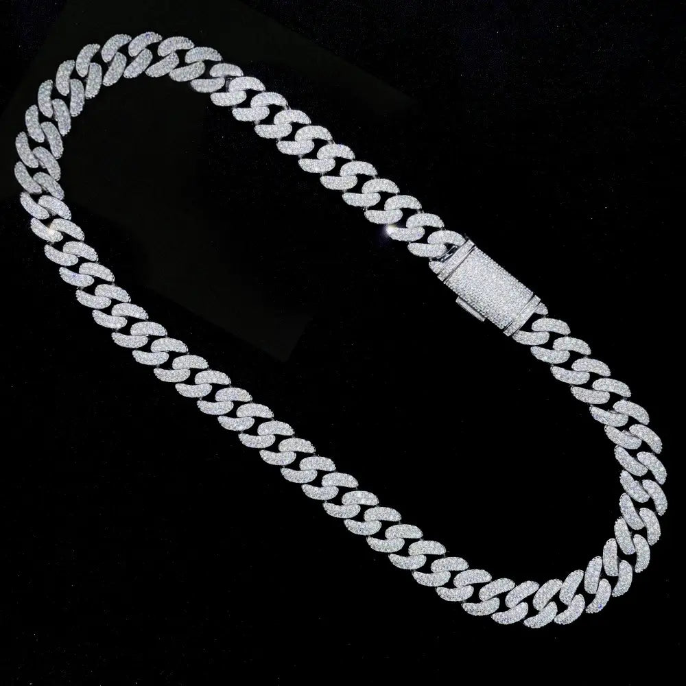 12MM 2 Rows VVS Moissnaite Miami Cuban Link Chain