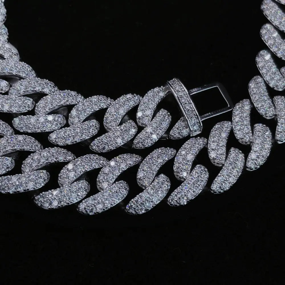 12MM 2 Rows VVS Moissnaite Miami Cuban Link Chain