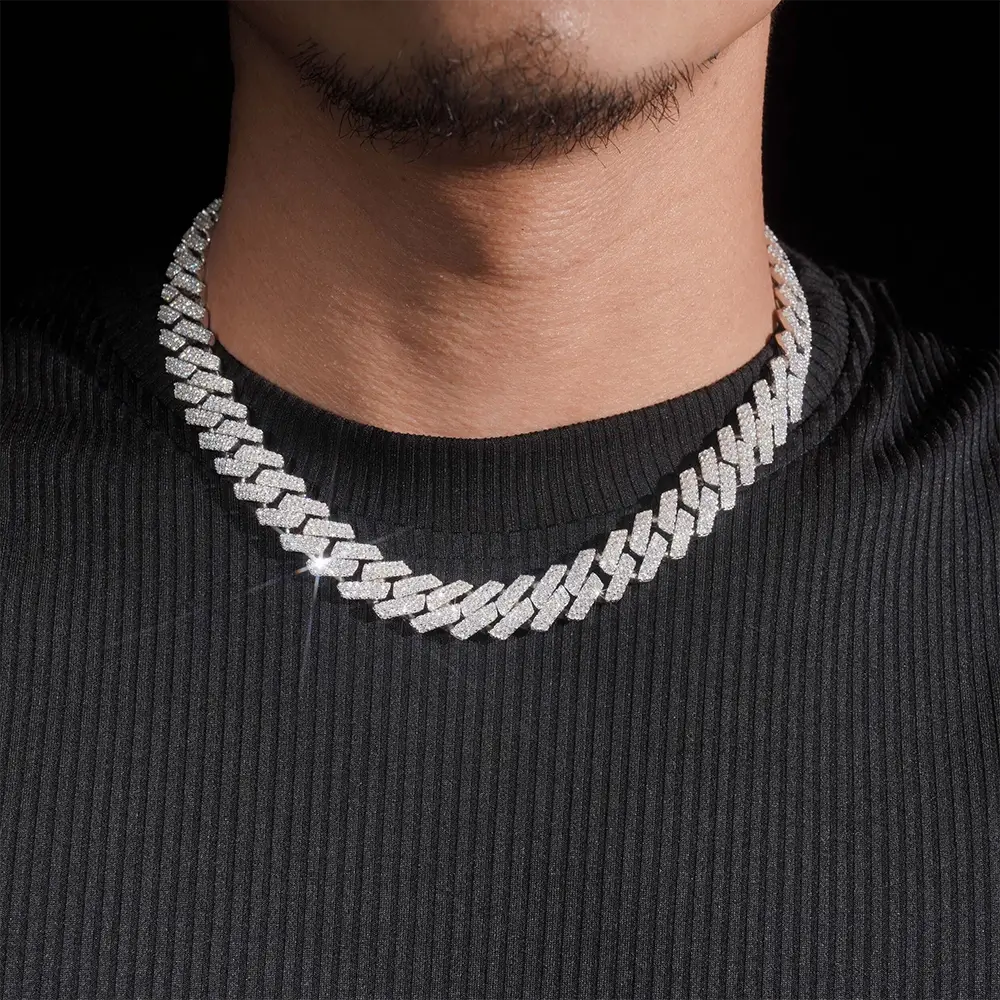 13MM 2 Rows VVS Moissanite EDG Cuban Link Chain Necklace