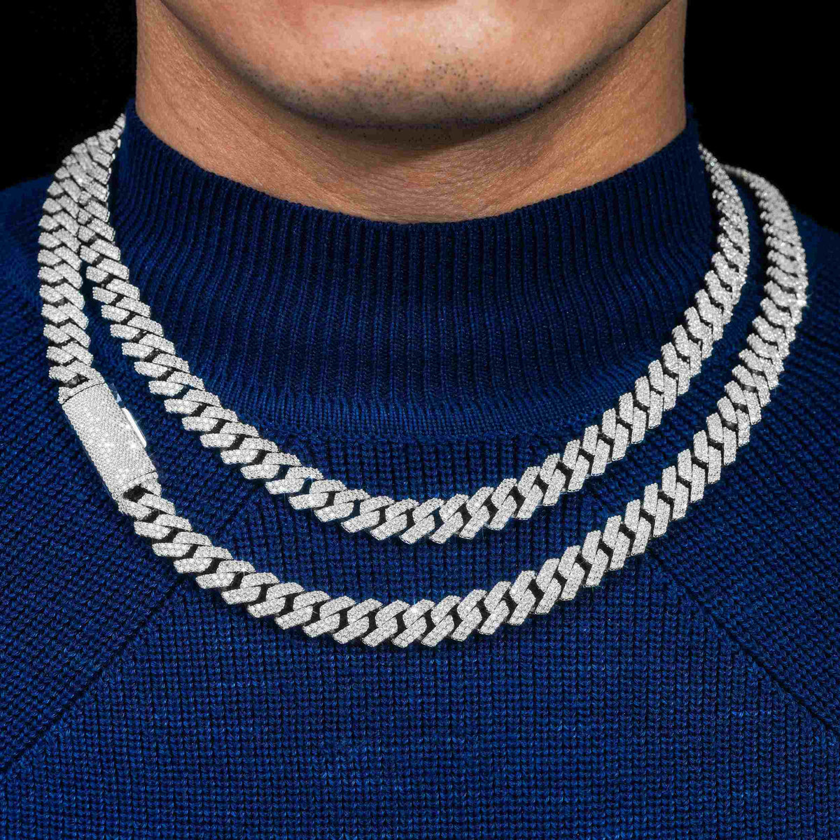 【US 3 Days Delivery】10MM 2 Rows VVS Moissanite Edge Cuban Link Chain