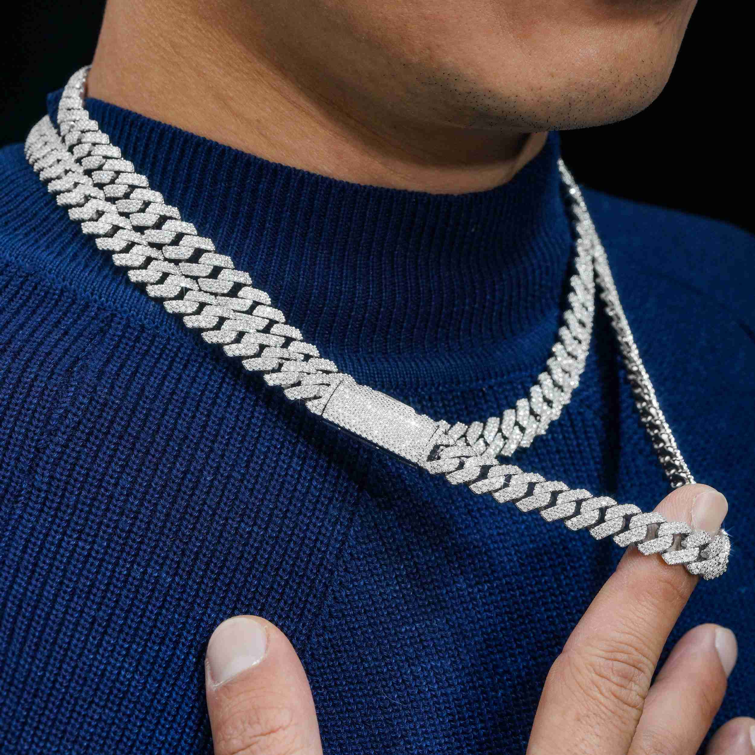 【US 3 Days Delivery】10MM 2 Rows VVS Moissanite Edge Cuban Link Chain