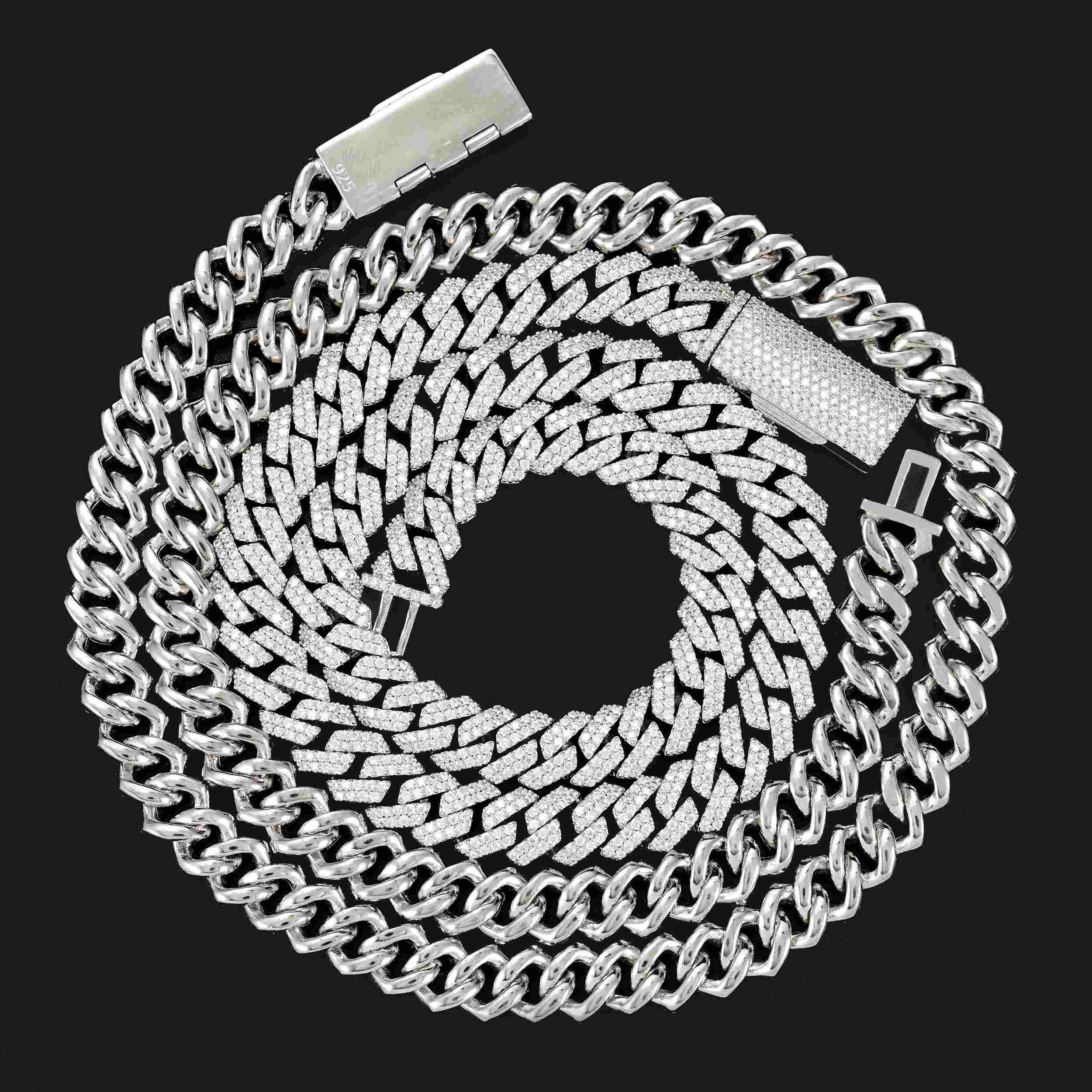 【US 3 Days Delivery】10MM 2 Rows VVS Moissanite Edge Cuban Link Chain