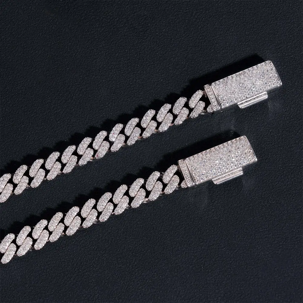 8MM 2 Rows VVS Moissanite Miami Cuban link Chain