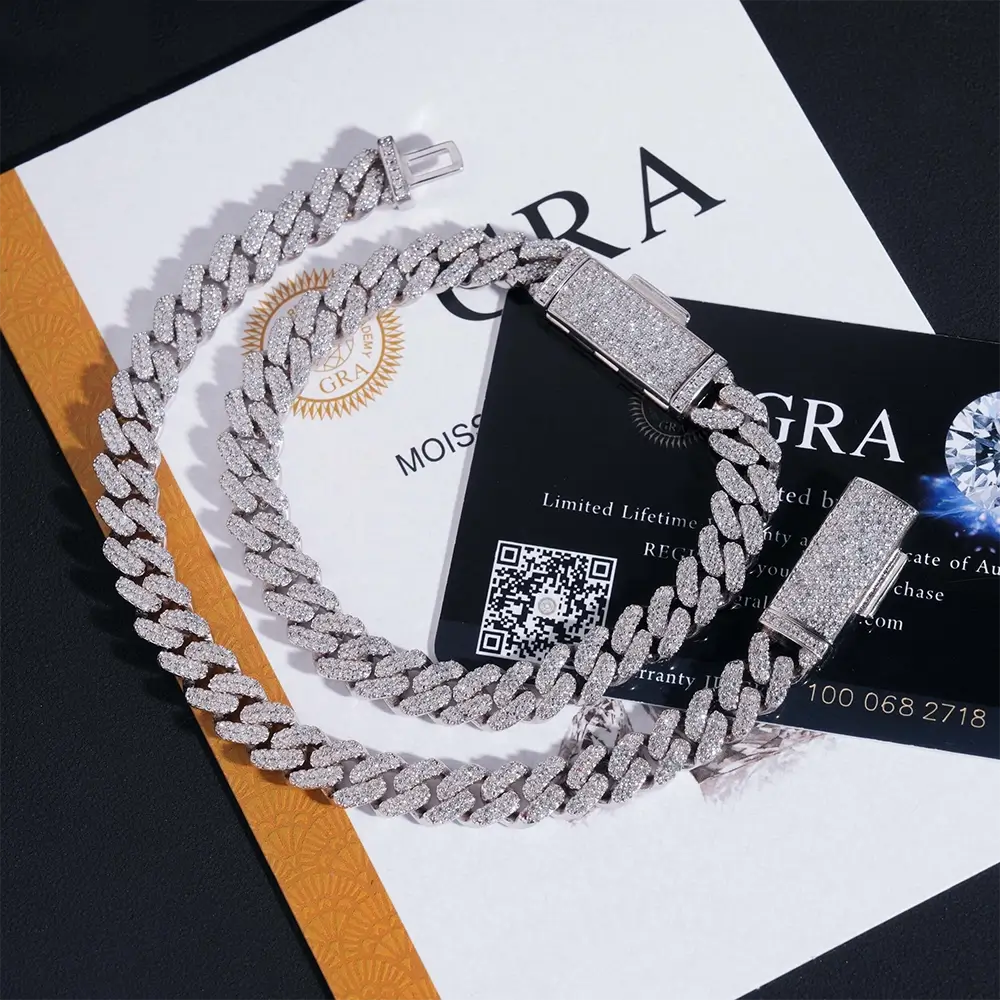 8MM 2 Rows VVS Moissanite Miami Cuban link Chain