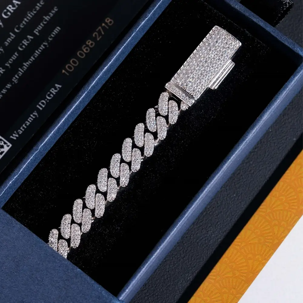 8MM 2 Rows VVS Moissanite Miami Cuban link Chain