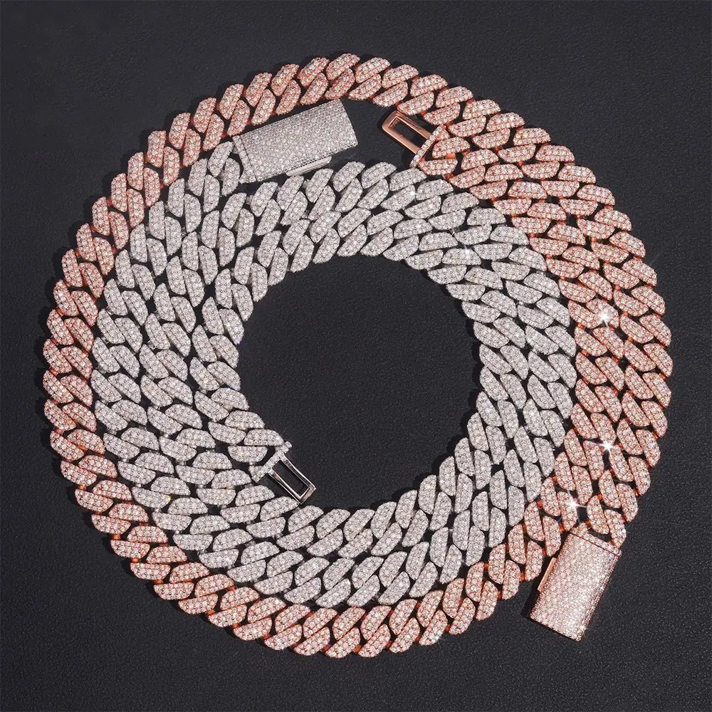 10MM Mixed Baguette With Round VVS Moissanite Cuban Chain